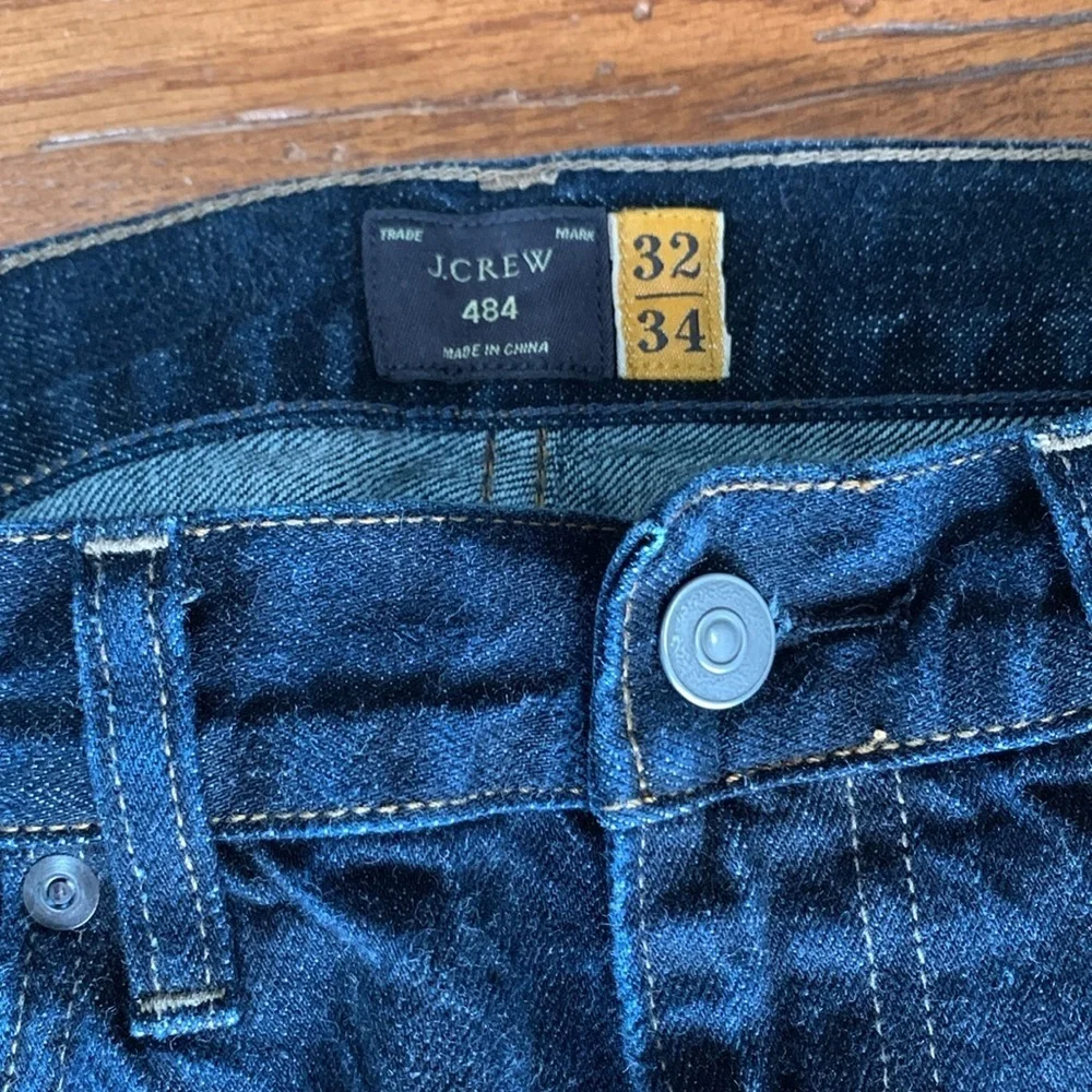 J. Crew Dark Wash 484 Denim Men’s Slim Fit Jeans Style 19135 EUC Size 32 x 34
